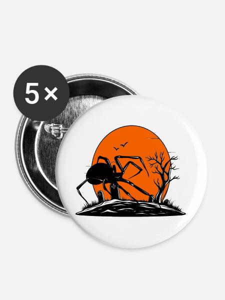 Spinne - Buttons groß 56 mm (5er Pack) - Weiß