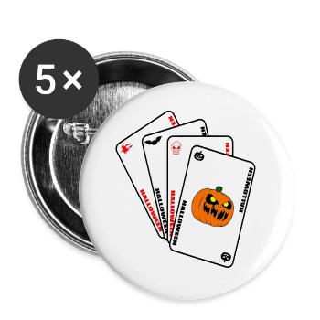 Cartes halloween - Lot de 5 grands badges (56 mm) - blanc - Devant