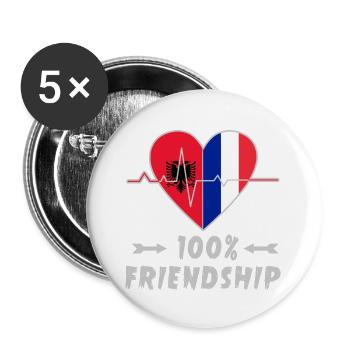 L'Albanie et la France : amitié à 100 % - Lot de 5 grands badges (56 mm) - blanc - Devant