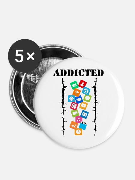 Süchtig - Buttons groß 56 mm (5er Pack) - Weiß
