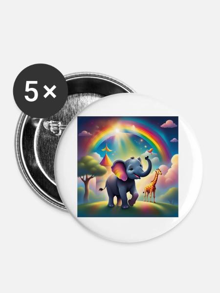 Kinderzimmer, Baby Säugling - Buttons groß 56 mm (5er Pack) - Weiß
