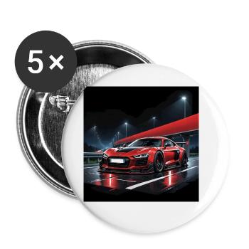 Sportcar Tuning Driftcar Voiture Cadeau PS Carlove - Lot de 5 grands badges (56 mm) - blanc - Devant
