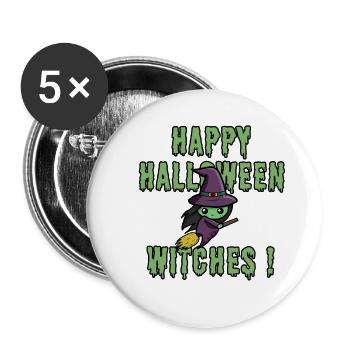 Conception de sorcières de joyeux Halloween - Lot de 5 grands badges (56 mm) - blanc - Devant