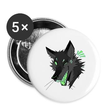 Fox Laughter - Black - Buttons large 2.2''/56 mm (5-pack) - white - Front