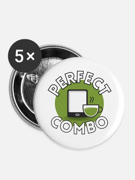 Perfekte Kombination - Buttons groß 56 mm (5er Pack) - Weiß