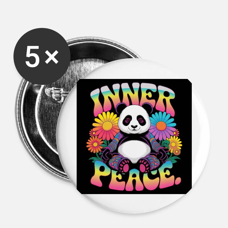 Inner Peace Meditating Panda - Buttons large 2.2''/56 mm (5-pack) - white