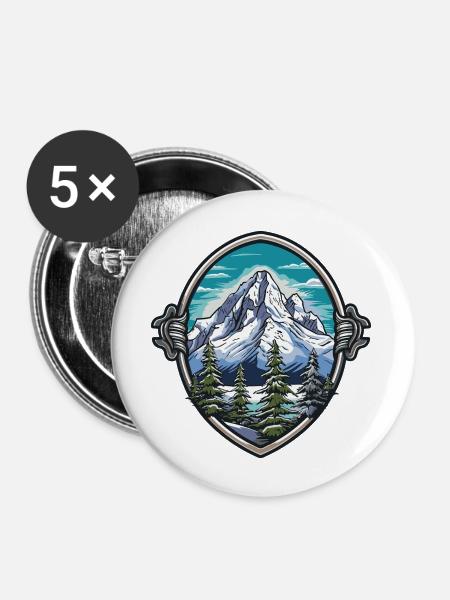 Berge Mountains - Buttons groß 56 mm (5er Pack) - Weiß