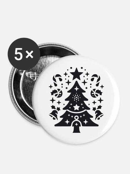 Christmas - Buttons groß 56 mm (5er Pack) - Weiß