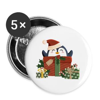 Penguin wishes you a Merry Christmas - Buttons large 2.2''/56 mm (5-pack) - white - Front