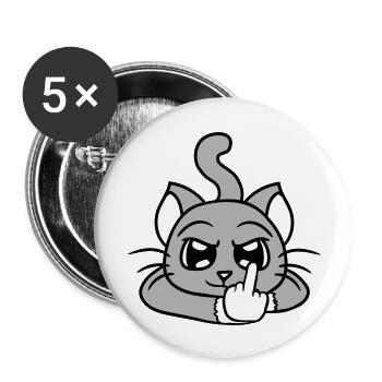 Méchant chat montre un doigt d’honneur Insulte Main Fun - Lot de 5 grands badges (56 mm) - blanc - Devant