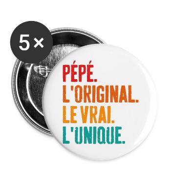 Opa Das Original Das Echte Das Einzigartige Geschenk - Buttons groß 56 mm (5er Pack) - Weiß - Vorne