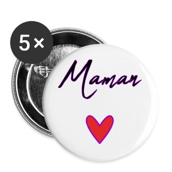 HAPPY BIRTHDAY. HEART. HAPPY MOTHER'S DAY. MOM - Buttons large 2.2''/56 mm (5-pack) - white - Front