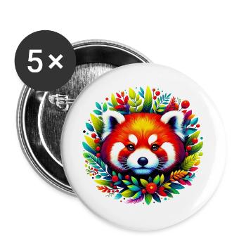 Kleiner Panda - Buttons groß 56 mm (5er Pack) - Weiß - Vorne