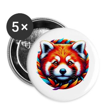 Red panda - Buttons large 2.2''/56 mm (5-pack) - white - Front