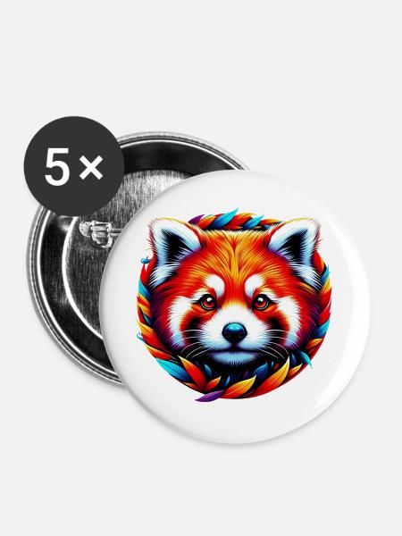 Kleiner Panda - Buttons groß 56 mm (5er Pack) - Weiß