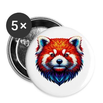 Petit panda - Lot de 5 grands badges (56 mm) - blanc - Devant