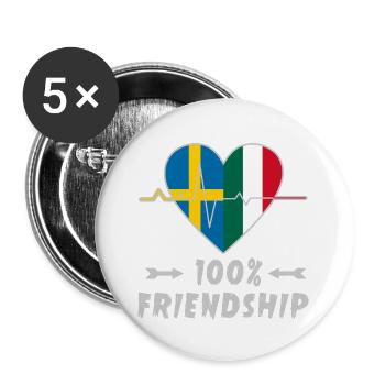 Sweden and Italy 100% friendship - Buttons large 2.2''/56 mm (5-pack) - white - Front
