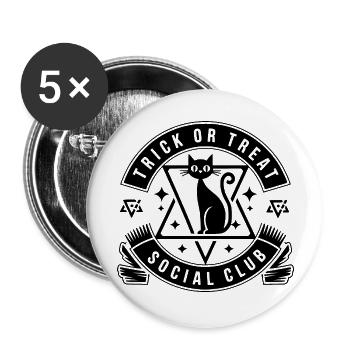 Halloween | Trick or Treat Social Club - Buttons large 2.2''/56 mm (5-pack) - white - Front