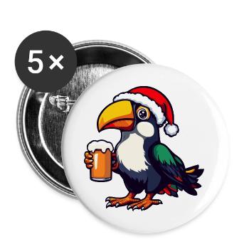 Toucan Bird Christmas Beer - Buttons large 2.2''/56 mm (5-pack) - white - Front