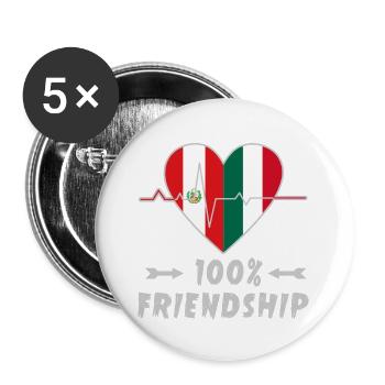 Peru and Italy 100% friendship - Buttons large 2.2''/56 mm (5-pack) - white - Front