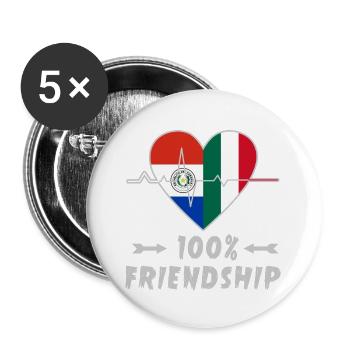 Paraguay and Italy 100% friendship - Buttons large 2.2''/56 mm (5-pack) - white - Front