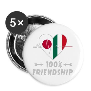 Japan and Italy 100% friendship - Buttons large 2.2''/56 mm (5-pack) - white - Front