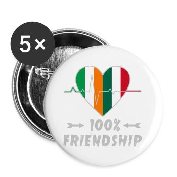 Ireland and Italy 100% friendship - Buttons large 2.2''/56 mm (5-pack) - white - Front