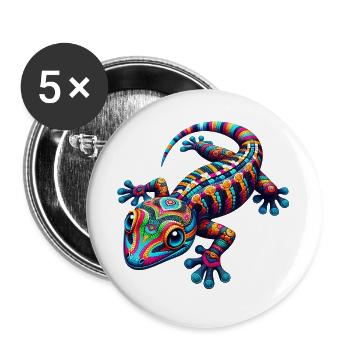 Gecko - Lot de 5 grands badges (56 mm) - blanc - Devant