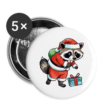 Raccoon Christmas Watercolors - Buttons large 2.2''/56 mm (5-pack) - white - Front