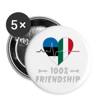 Estonia and Italy 100% friendship - Buttons large 2.2''/56 mm (5-pack) - white - Front