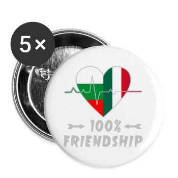 Bulgaria and Italy 100% friendship - Buttons large 2.2''/56 mm (5-pack) - white - Front