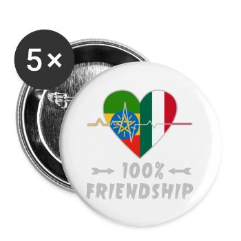 Ethiopia and Italy 100% friendship - Buttons large 2.2''/56 mm (5-pack) - white - Front