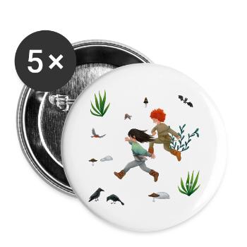 Die kleine Räubertochter - Buttons groß 56 mm (5er Pack) - Weiß - Vorne