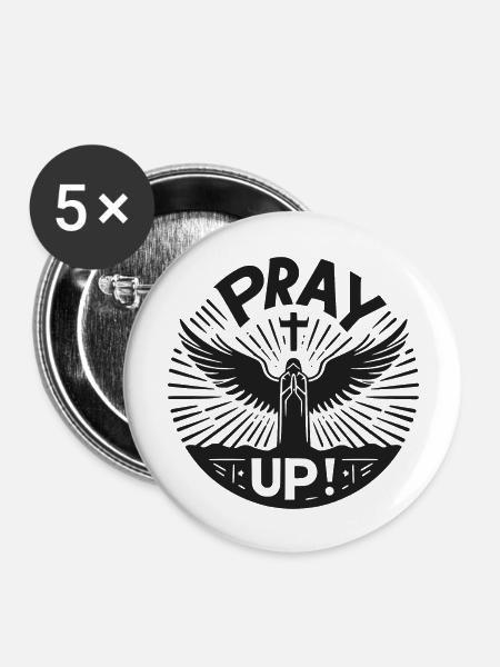 Bete nach oben - Buttons groß 56 mm (5er Pack) - Weiß