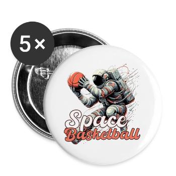 Space Basketball Astronaut Geschenk - Buttons groß 56 mm (5er Pack) - Weiß - Vorne