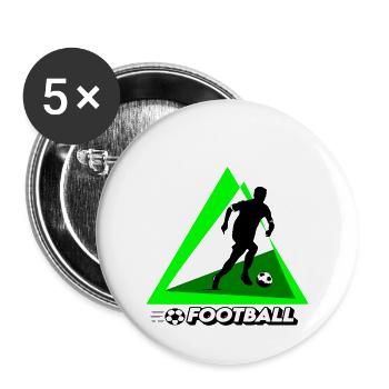 Fußball - Buttons groß 56 mm (5er Pack) - Weiß - Vorne