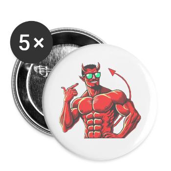 Teuflisch gut aussehen - Buttons groß 56 mm (5er Pack) - Weiß - Vorne