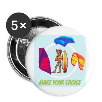 Make your choice wind kite wing bleue - Lot de 5 grands badges (56 mm) - blanc - Devant