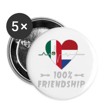 Mexico and Netherlands 100% friendship - Buttons large 2.2''/56 mm (5-pack) - white - Front