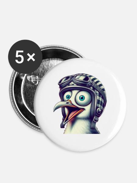 Cracy Möwe - Buttons groß 56 mm (5er Pack) - Weiß