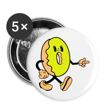 donut comic funny - Buttons groß 56 mm (5er Pack) - Weiß - Vorne