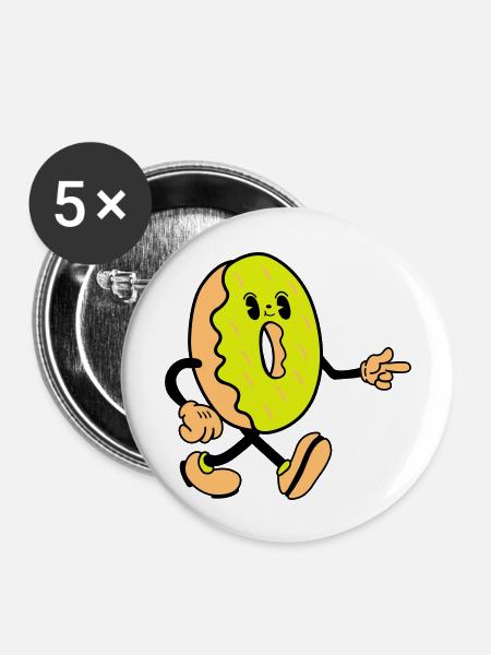 donut comic funny - Buttons groß 56 mm (5er Pack) - Weiß