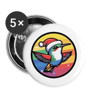 Hummingbird Bird Christmas Christmas - Buttons large 2.2''/56 mm (5-pack) - white - Front