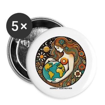 Mother Earth - Buttons large 2.2''/56 mm (5-pack) - white - Front