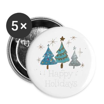 Happy Holidays - Buttons groß 56 mm (5er Pack) - Weiß - Vorne