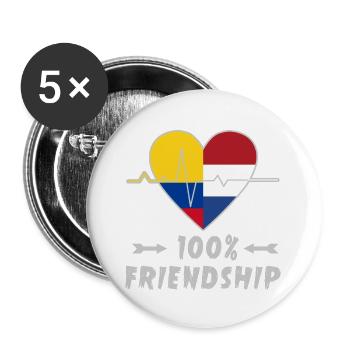 La Colombie et les Pays-Bas : amitié à 100 % - Lot de 5 grands badges (56 mm) - blanc - Devant