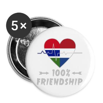 100 % amitié entre la Gambie et les Pays-Bas - Lot de 5 grands badges (56 mm) - blanc - Devant