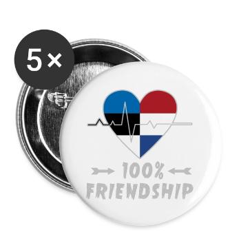 Estonia and the Netherlands 100% friendship - Buttons large 2.2''/56 mm (5-pack) - white - Front