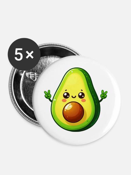 Avocado - Buttons groß 56 mm (5er Pack) - Weiß