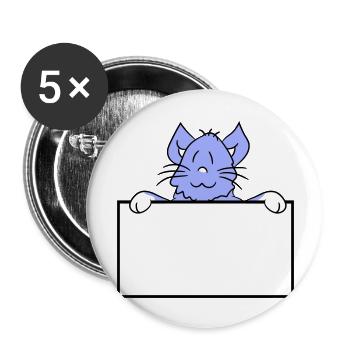 Hübsche Kleine Katze Guckt Versteckt Hinter Mauer - Buttons groß 56 mm (5er Pack) - Weiß - Vorne